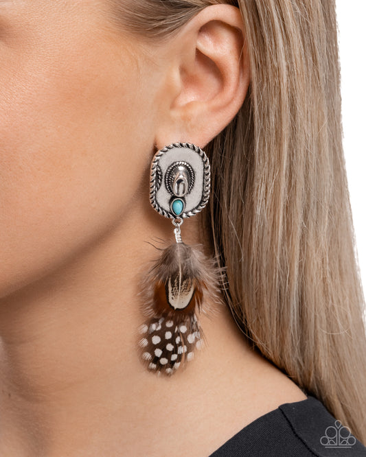 Feathered Fairy Tale Brown Earring - Paparazzi Accessories