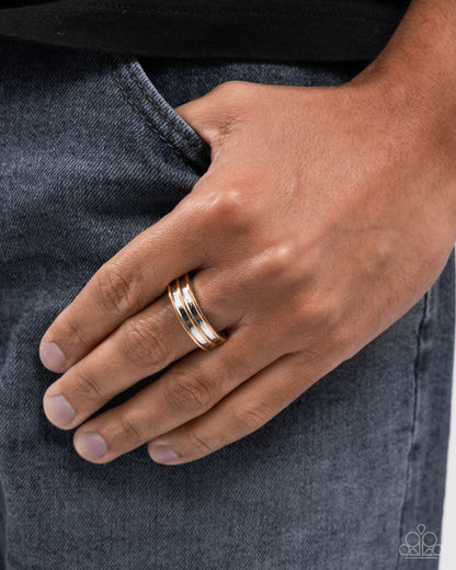 Bustling Basic Silver/Gold Men’s Ring - Paparazzi Accessories