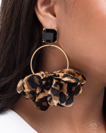Charming Cheetah Gold Post Earring - Paparazzi Accessories