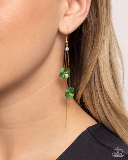 Dreamy Disposition Gold Shamrock Earring - Paparazzi Accessories