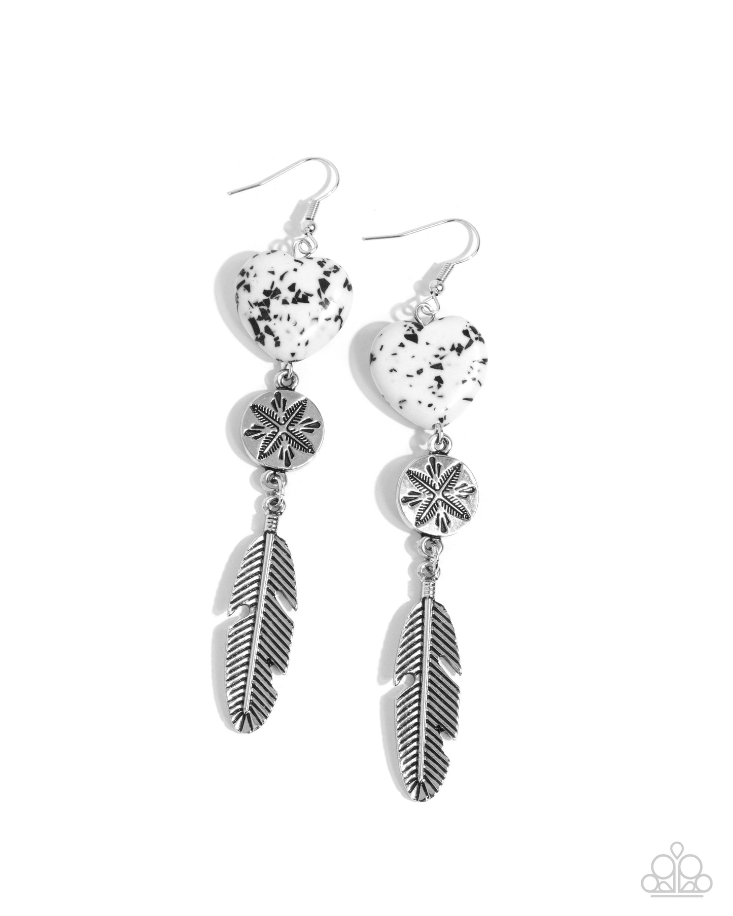 Free-Spirited Fame White Stone Heart Earring - Paparazzi Accessories