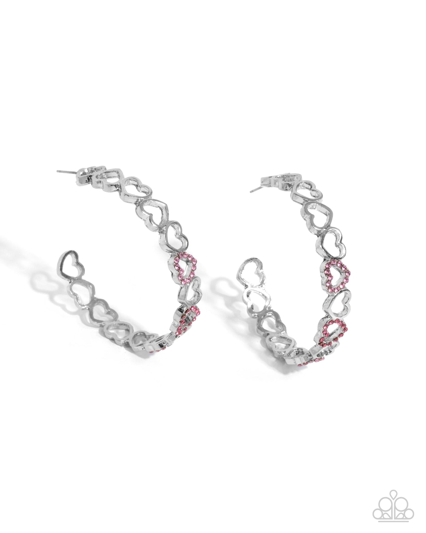 Happier Than Ever Pink Heart Hoop Earring - Paparazzi Accessories