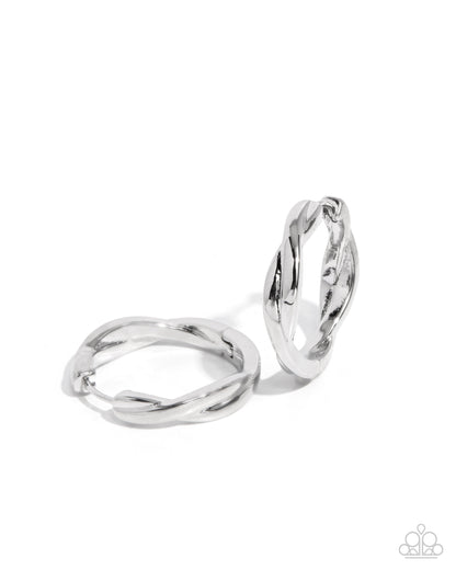 Genuine Glitz Silver Hinge Hoop Earring - Paparazzi Accessories