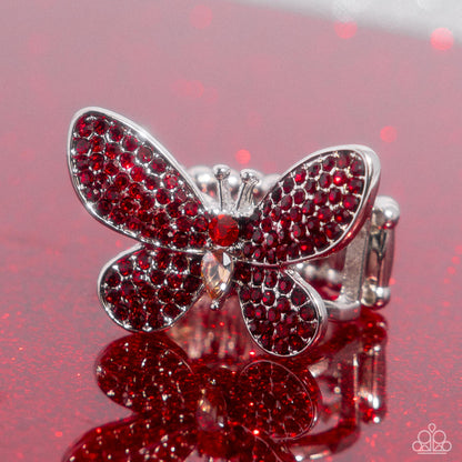Admirable Ascension Red Butterfly Ring - Paparazzi Accessories