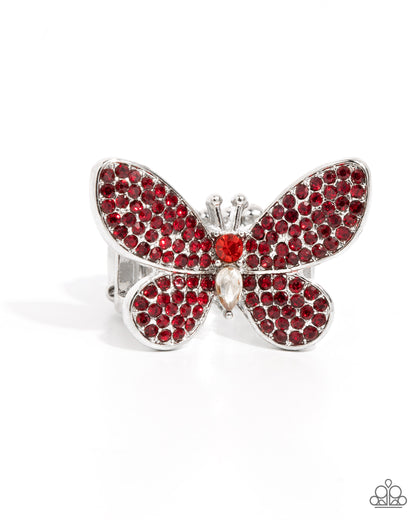 Admirable Ascension Red Butterfly Ring - Paparazzi Accessories
