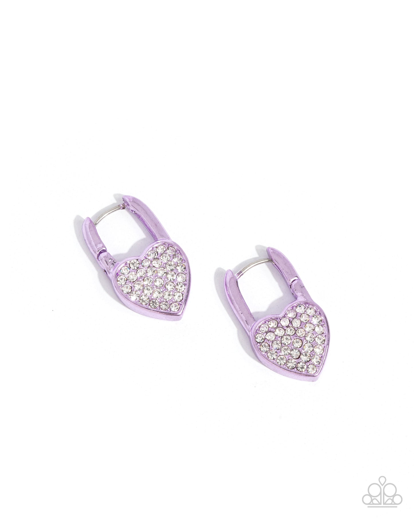 Padlocked Promise Purple Heart Hinge Hoop Earring - Paparazzi Accessories