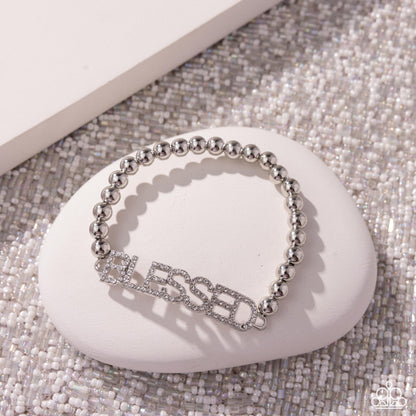 Blessed Bounty White Stretch Bracelet - Paparazzi Accessories