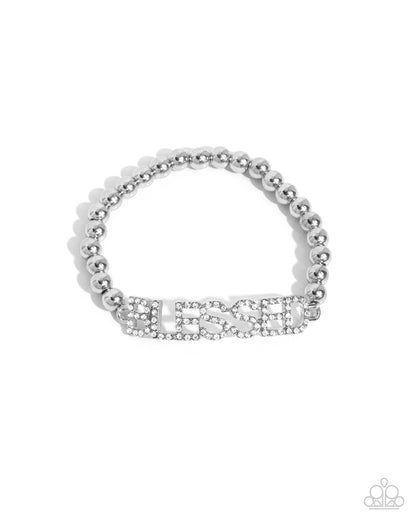 Blessed Bounty White Stretch Bracelet - Paparazzi Accessories
