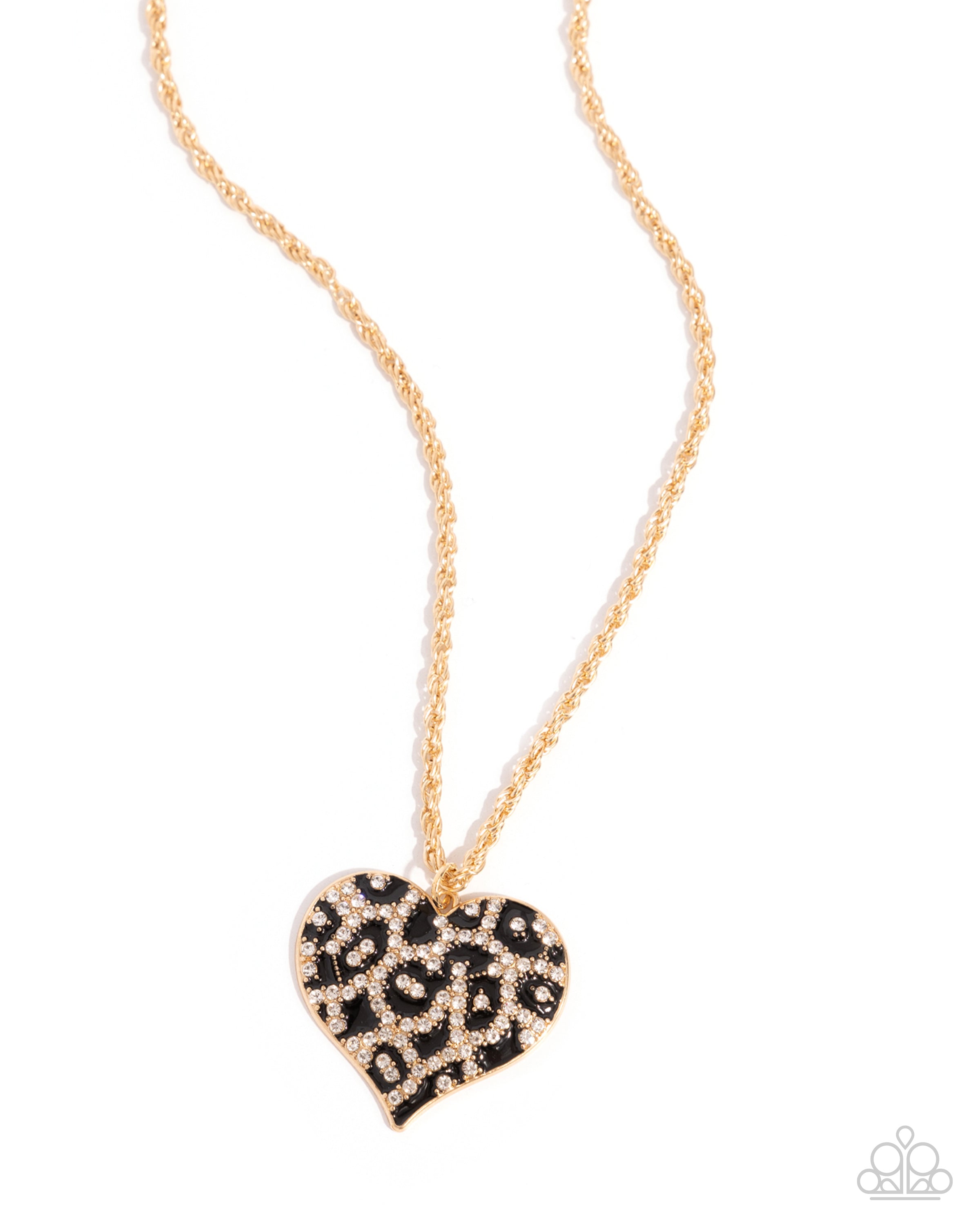 Cheetah Compound Gold Heart Necklace - Paparazzi Accessories – 3D