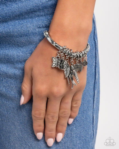 Wild and Scenic Silver Charm Stretch Bracelet - Paparazzi Accessories