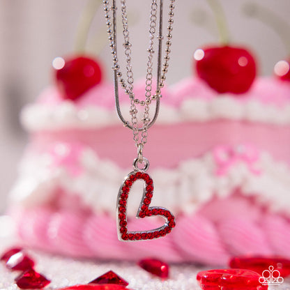Valentines Day Decadence Red Heart Necklace - Paparazzi Accessories