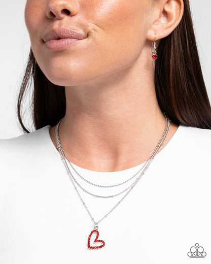 Valentines Day Decadence Red Heart Necklace - Paparazzi Accessories