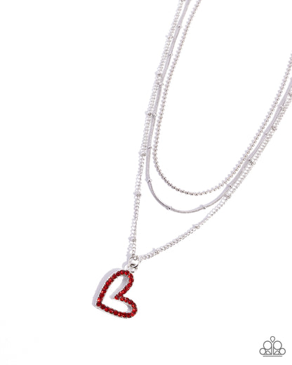Valentines Day Decadence Red Heart Necklace - Paparazzi Accessories