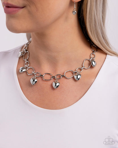 Hey Lover Silver Heart Necklace - Paparazzi Accessories