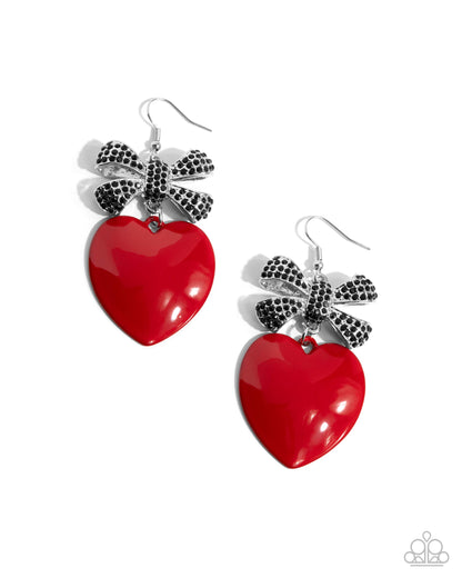 Suitable Sweetheart Red Heart Earring - Paparazzi Accessories