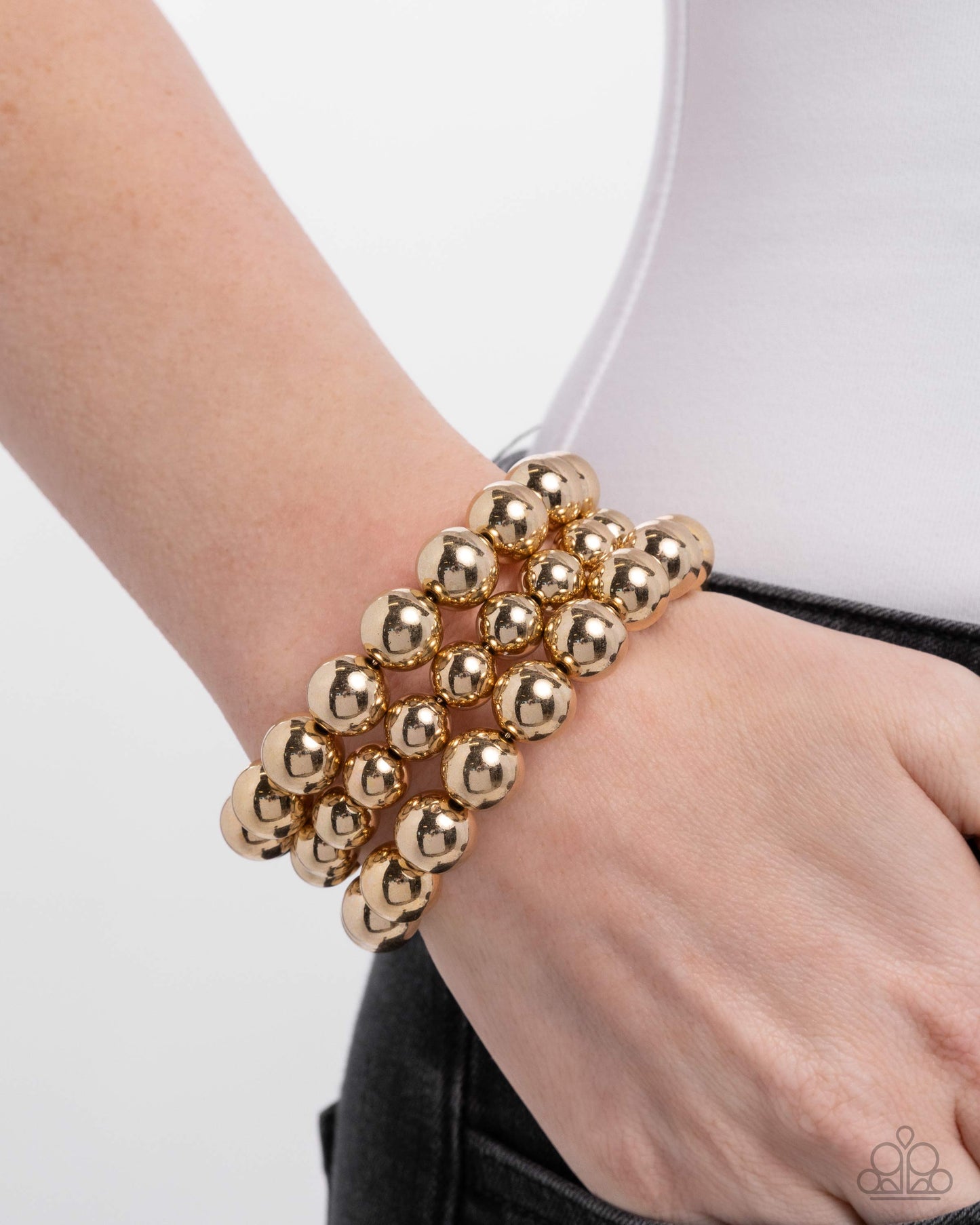 Refreshing Raindrops Gold Coil Bracelet - Paparazzi Accessories