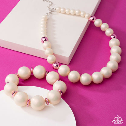 Pearl Platoon Pink Complete Look Necklace and Bracelet Set - Paparazzi Accessories