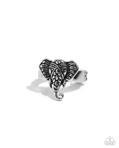 Elephant Whisper Silver Ring - Paparazzi Accessories
