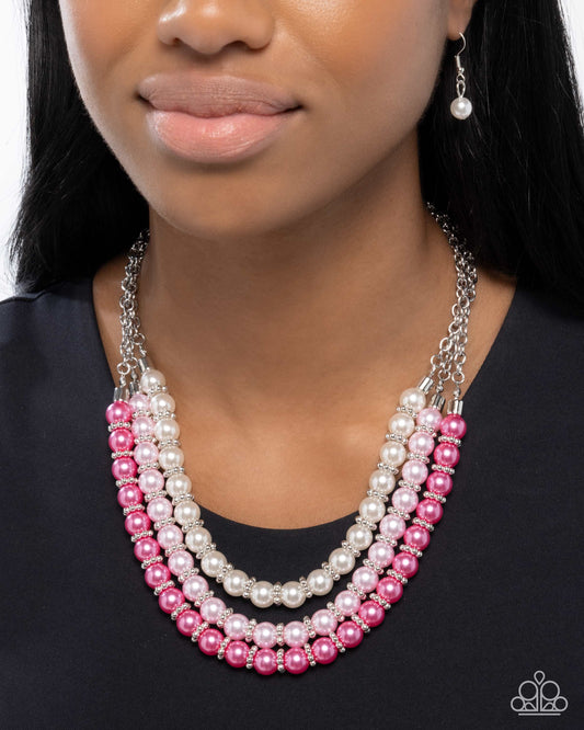 Promising Promenade Pink Pearl Necklace - Paparazzi Accessories