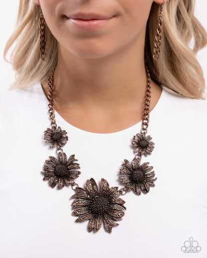 Sunflower Spring Copper Necklace - Paparazzi Accessories