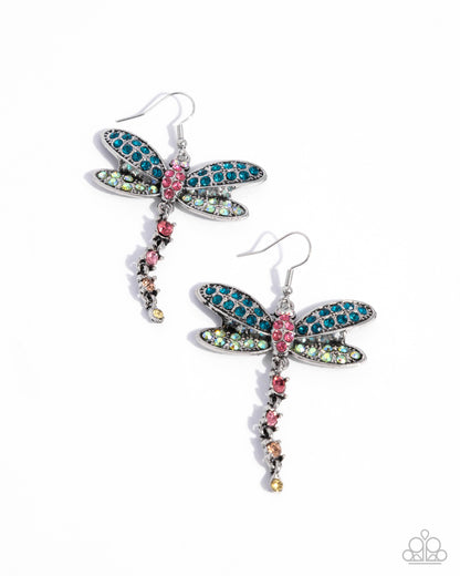 Hey, I Heard You Were A Wild One Multi Dragonfly Earring - Paparazzi Accessories