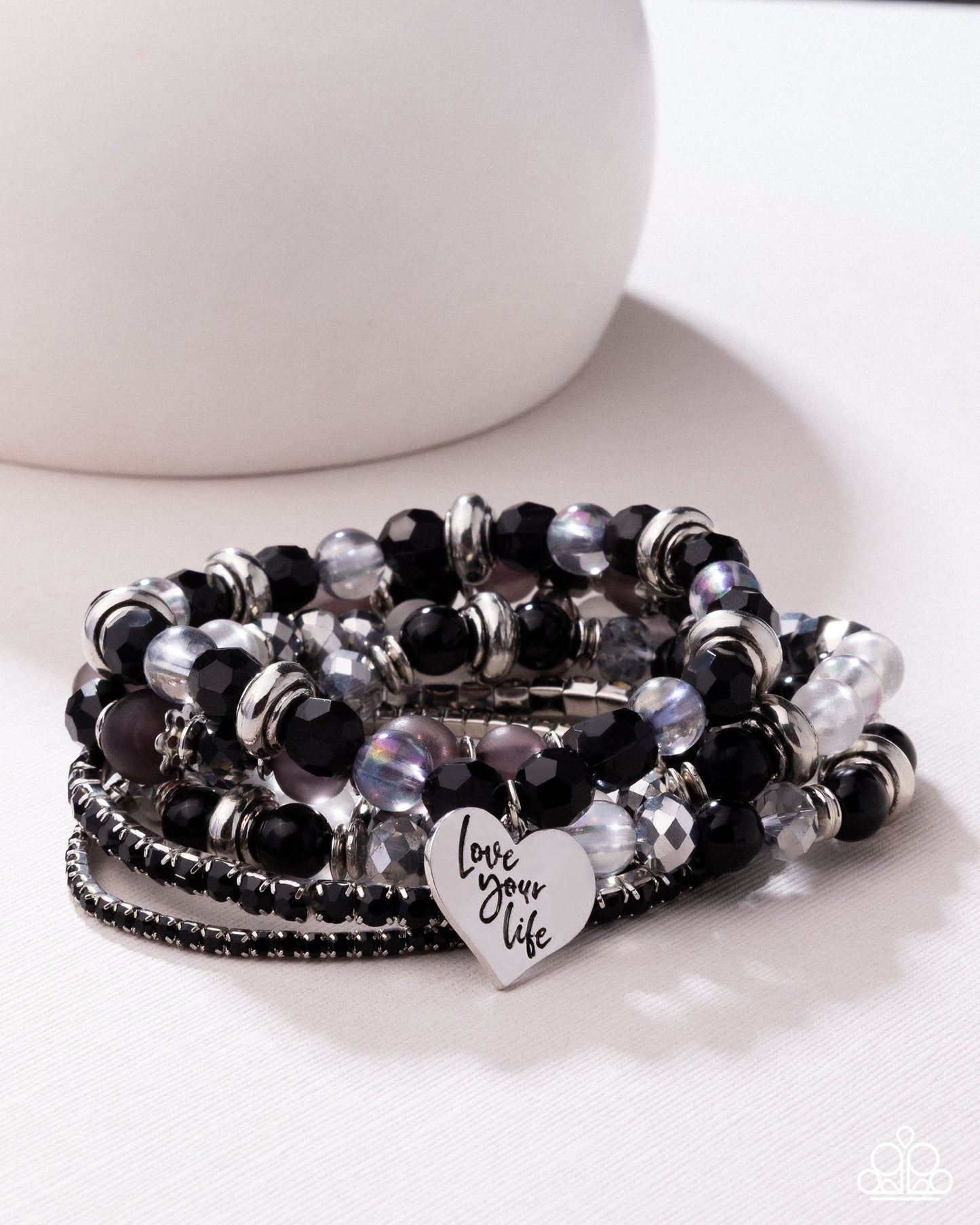 Optimistic Opulence Black Love Your Life Stretch Bracelet - Paparazzi Accessories