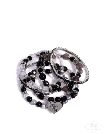 Optimistic Opulence Black Love Your Life Stretch Bracelet - Paparazzi Accessories