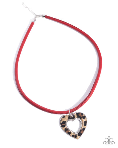 Ferocious Flirt Red Heart Necklace - Paparazzi Accessories
