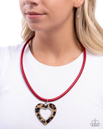 Ferocious Flirt Red Heart Necklace - Paparazzi Accessories