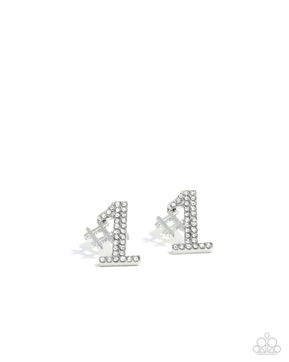 We’re Number One, You're Number Two White Post Earring - Paparazzi Accessories