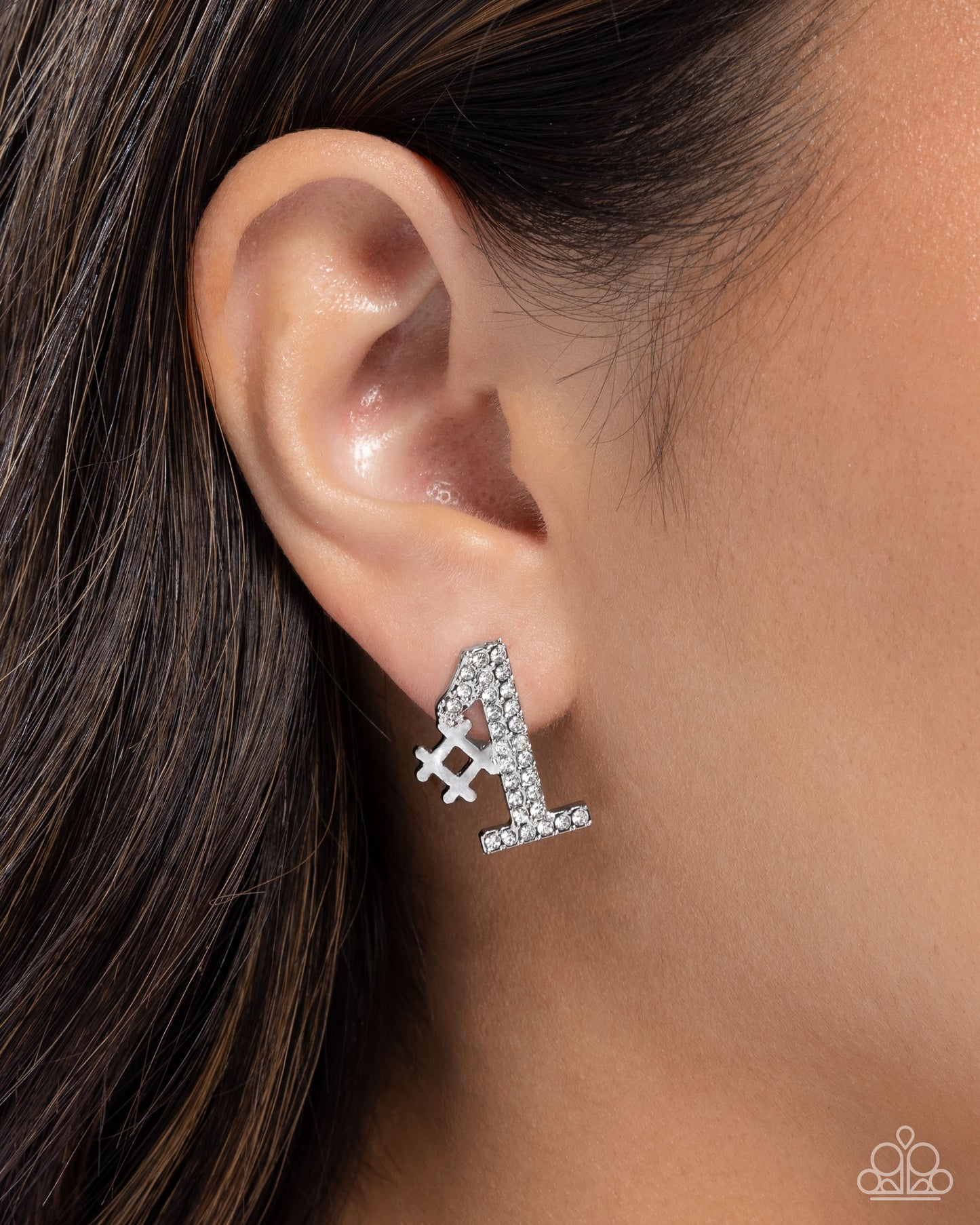 We’re Number One, You're Number Two White Post Earring - Paparazzi Accessories