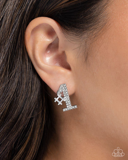 We’re Number One, You're Number Two White Post Earring - Paparazzi Accessories