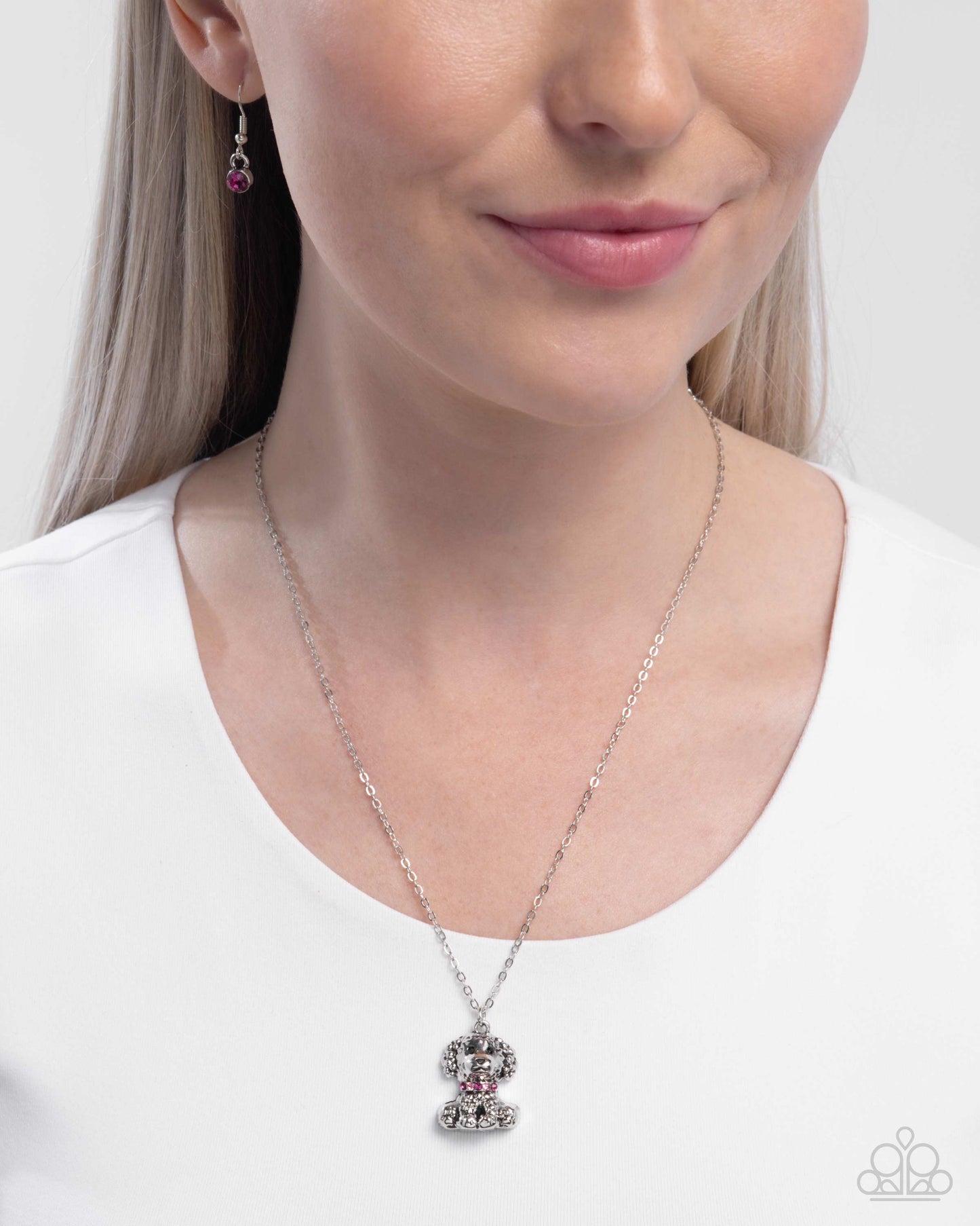 Poodle Pizzazz Pink Puppy Necklace - Paparazzi Accessories