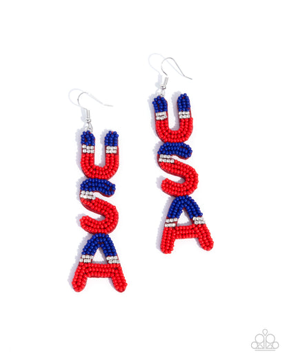 Pampered Patriot Multi USA Earring - Paparazzi Accessories