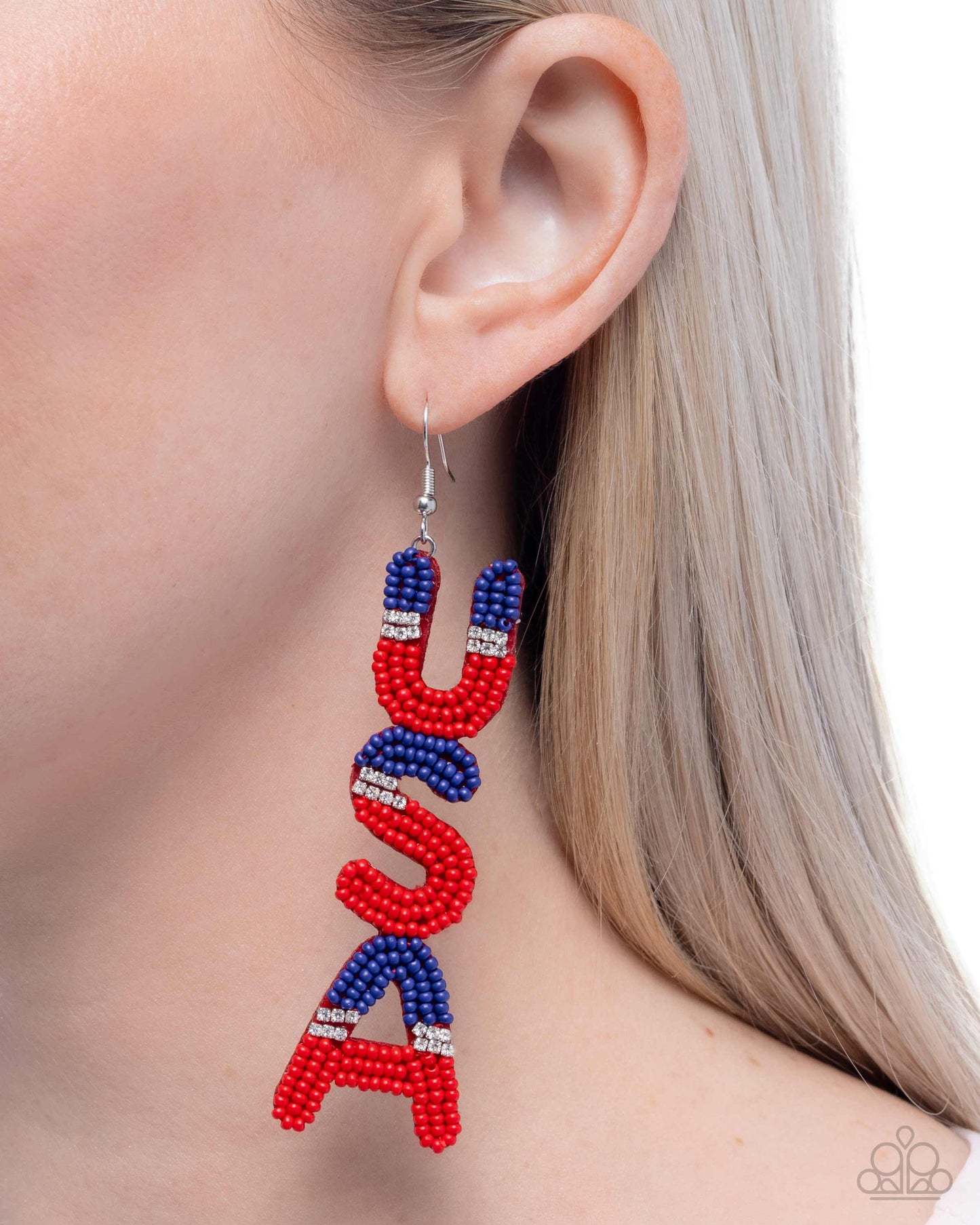 Pampered Patriot Multi USA Earring - Paparazzi Accessories
