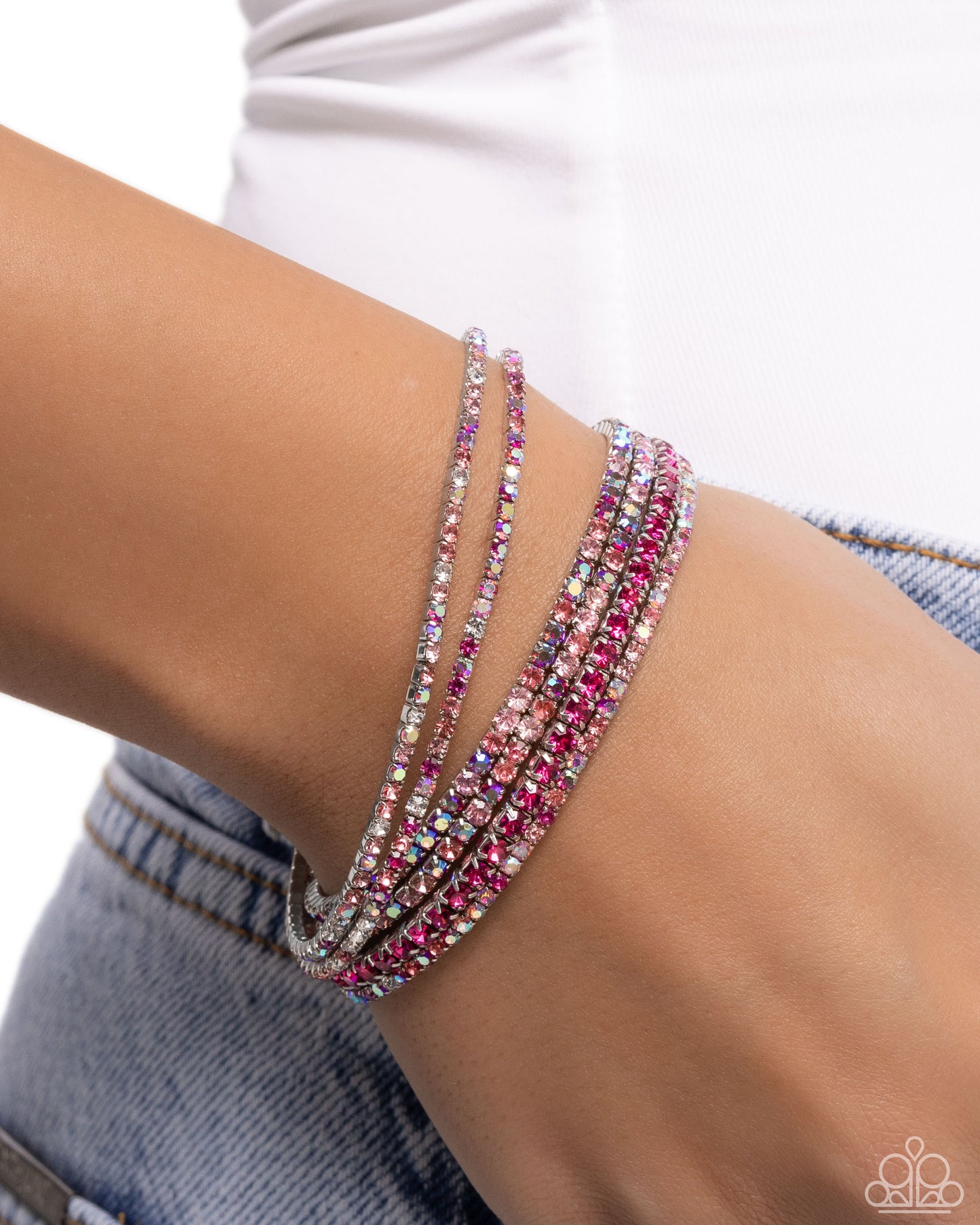 Rhinestone Review Pink Stretch Bracelet - Paparazzi Accessories