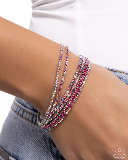 Rhinestone Review Pink Stretch Bracelet - Paparazzi Accessories