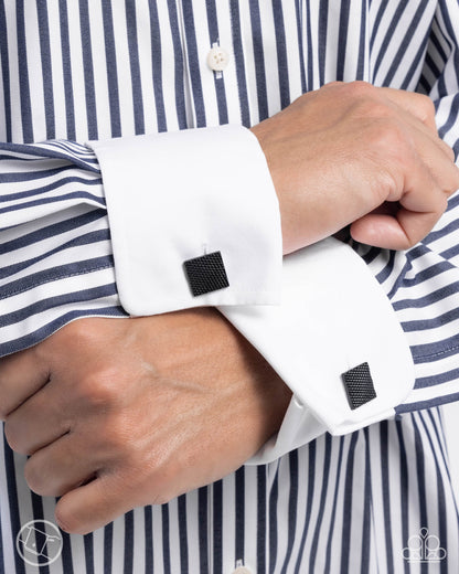 Shimmery Strength Black Cuff Links - Paparazzi Accessories