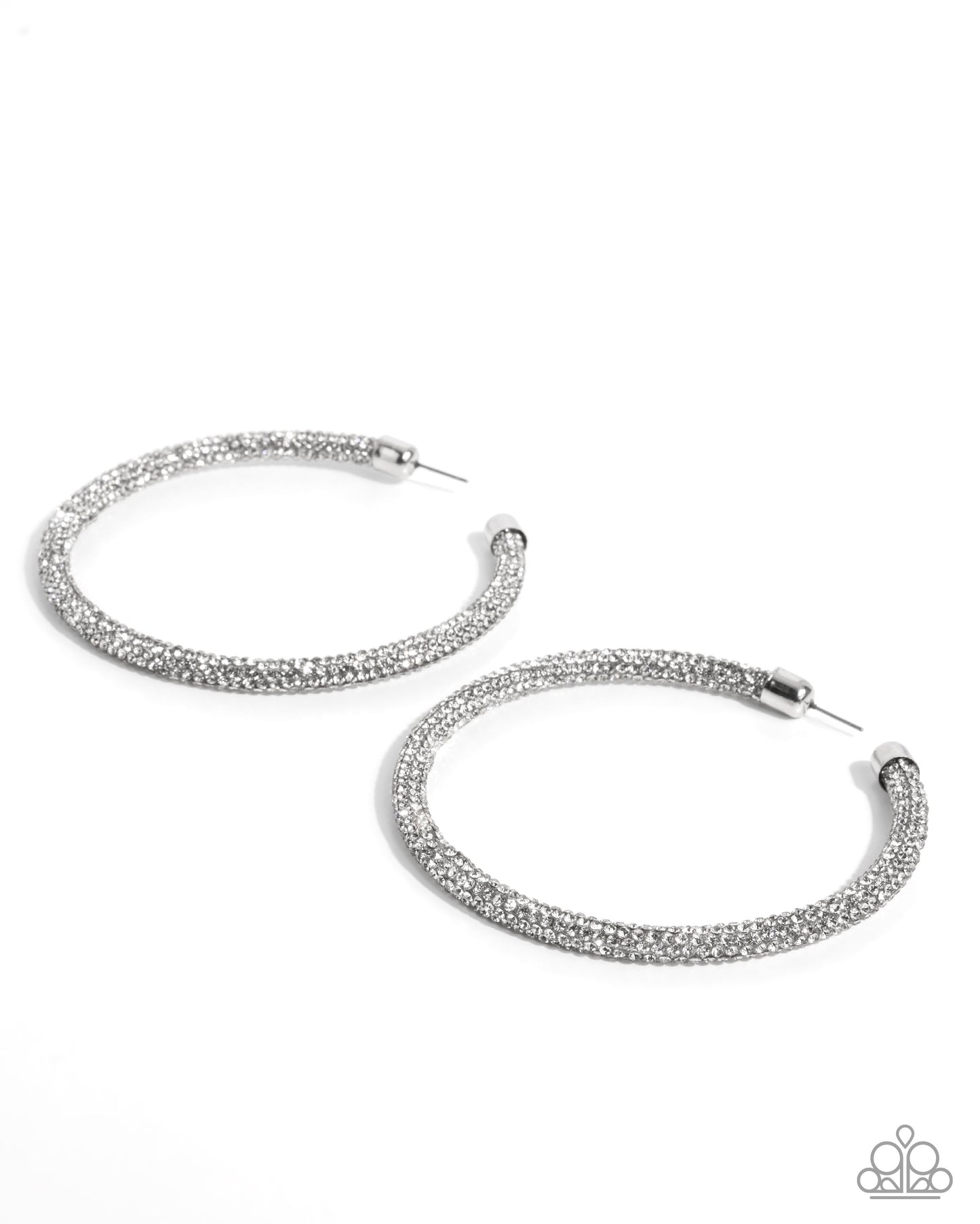 Classy Condition White Rhinestone Hoop Earring (May 2025 LOP) - Paparazzi Accessories