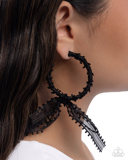 Brand New Bow Black Hoop Earring - Paparazzi Accessories