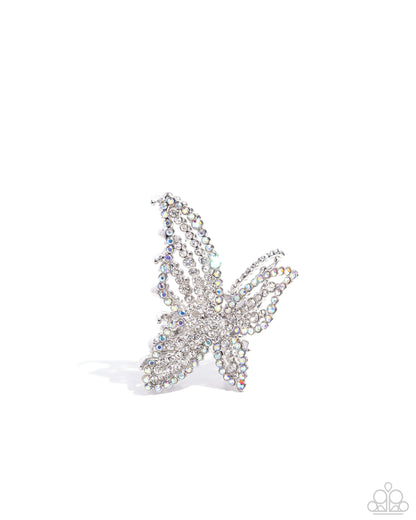Fluttering Falsetto White Butterfly Hair Clip - Paparazzi Accessories