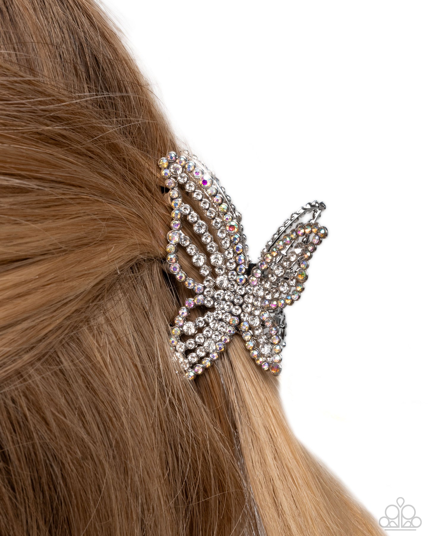 Fluttering Falsetto White Butterfly Hair Clip - Paparazzi Accessories