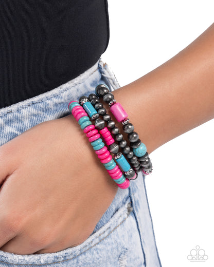 Adorably Abundant Pink Stretch Bracelet - Paparazzi Accessories