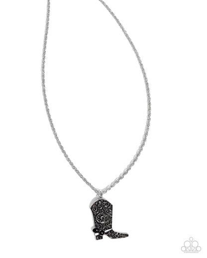 Blazing Boot Black Necklace - Paparazzi Accessories