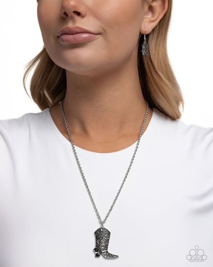 Blazing Boot Black Necklace - Paparazzi Accessories