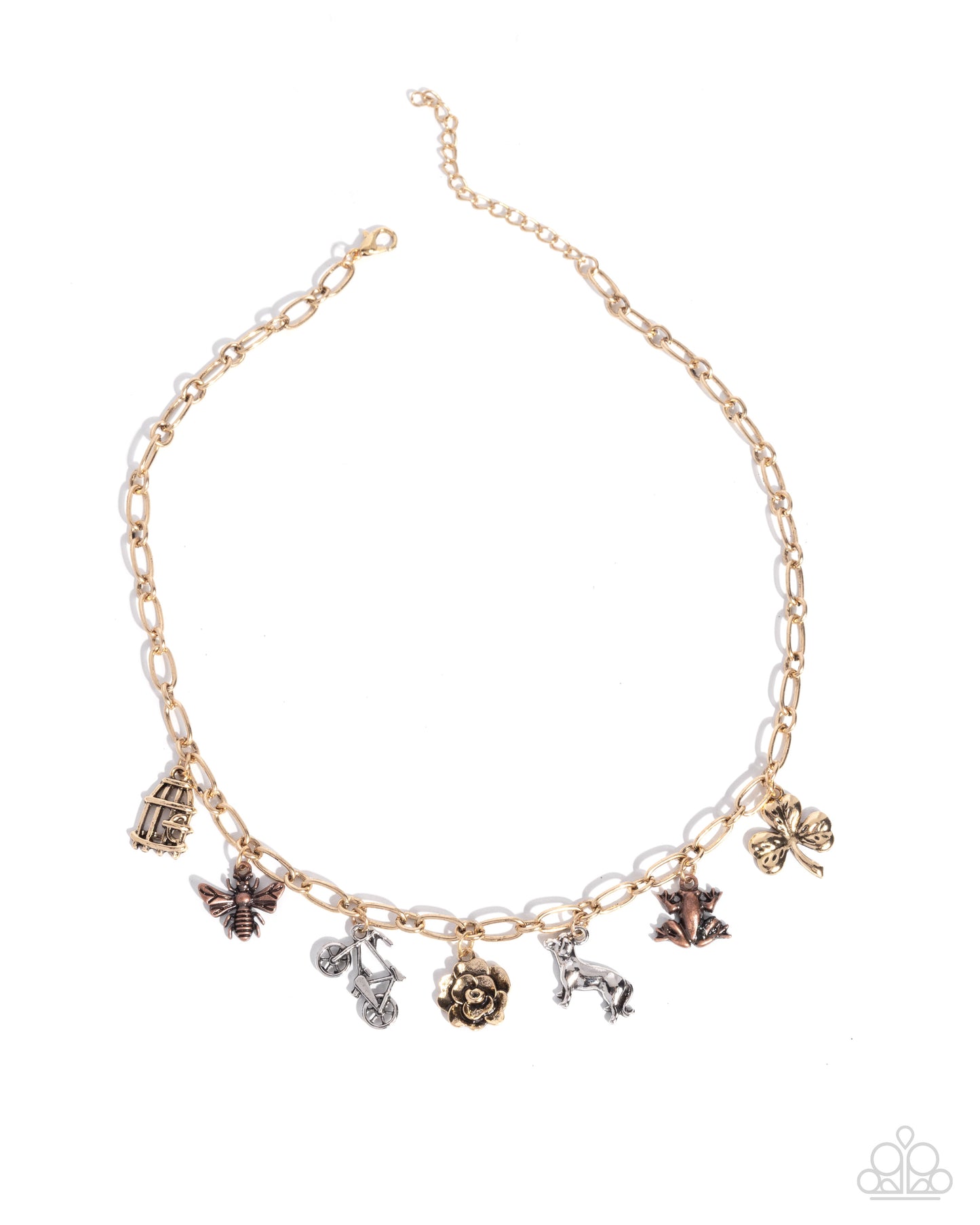 Storyteller Sheen Multi Charm Necklace - Paparazzi Accessories