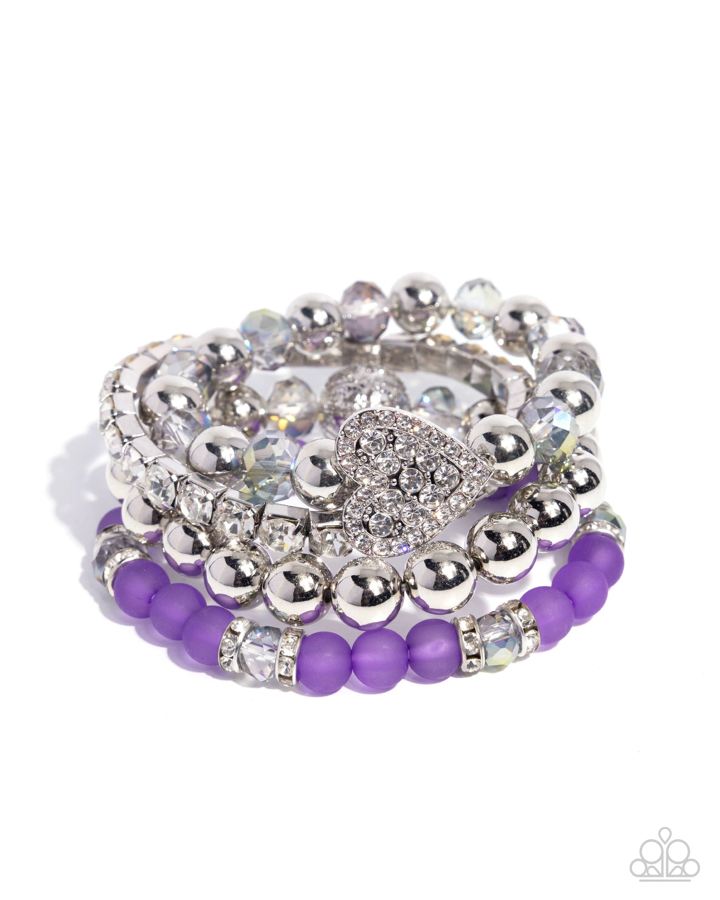 Poetically Plush Purple Heart Stretch Bracelet - Paparazzi Accessories