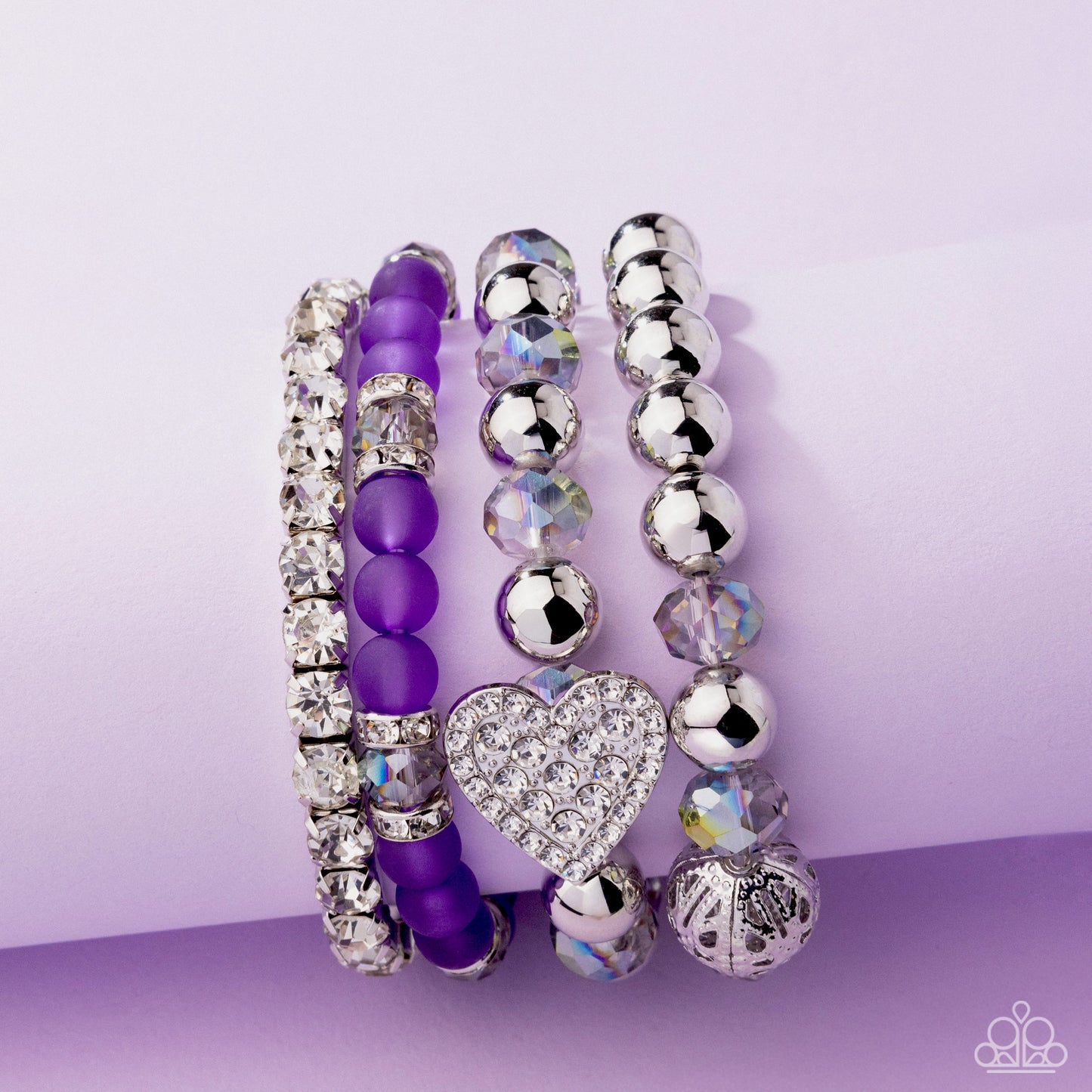 Poetically Plush Purple Heart Stretch Bracelet - Paparazzi Accessories