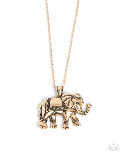 Elaborate Elephant Gold Necklace - Paparazzi Accessories