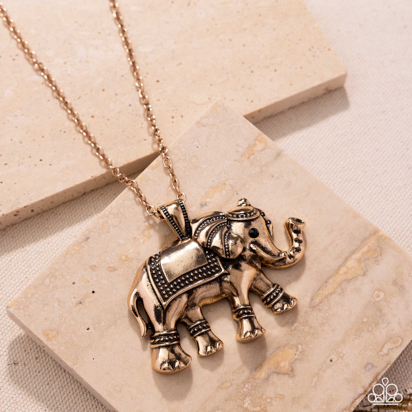 Elaborate Elephant Gold Necklace - Paparazzi Accessories